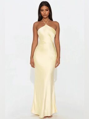 Fashion Nova Butter Yellow Maxi Dress